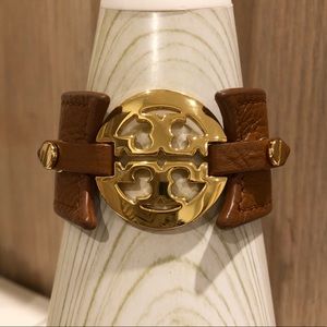 Tory Burch Leather Logo Buckle Bracelet